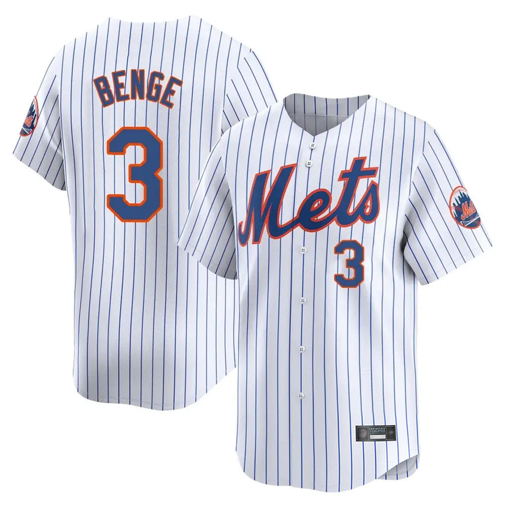 MATTH NY.Mets #3 Carson Benge Player White Home Replica Stitched Jerseys
