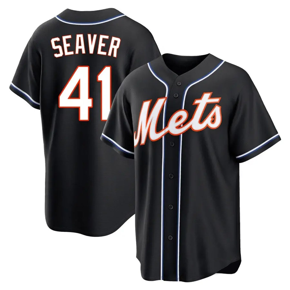 MATTH NY.Mets #41 Tom Seaver Player Black Fashion Out Game Stitched Jerseys