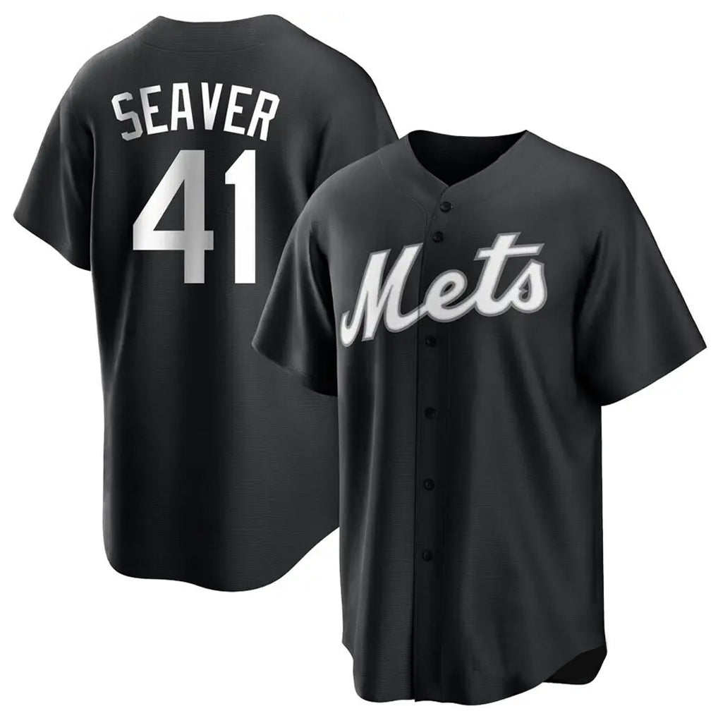 MATTH NY.Mets #41 Tom Seaver Player Black Home Game Stitched Jerseys