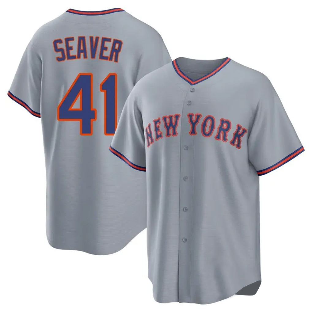 MATTH NY.Mets #41 Tom Seaver Player Gray Road Home Game Stitched Jerseys
