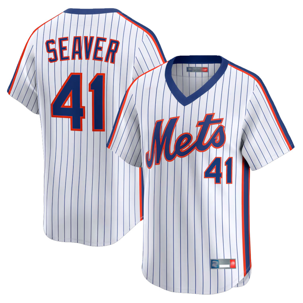 MATTH NY.Mets #41 Tom Seaver Player White Cooperstown Collection T-shirt Game Stitched Jerseys