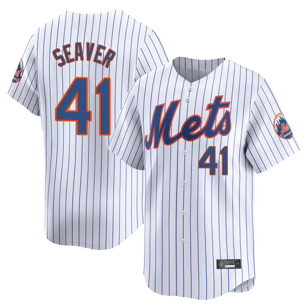 MATTH NY.Mets #41 Tom Seaver Player White Home Replica Stitched Jerseys