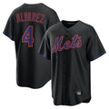 MATTH NY.Mets #4 Francisco Alvarez Player Black Alternate Home Game Stitched Jerseys