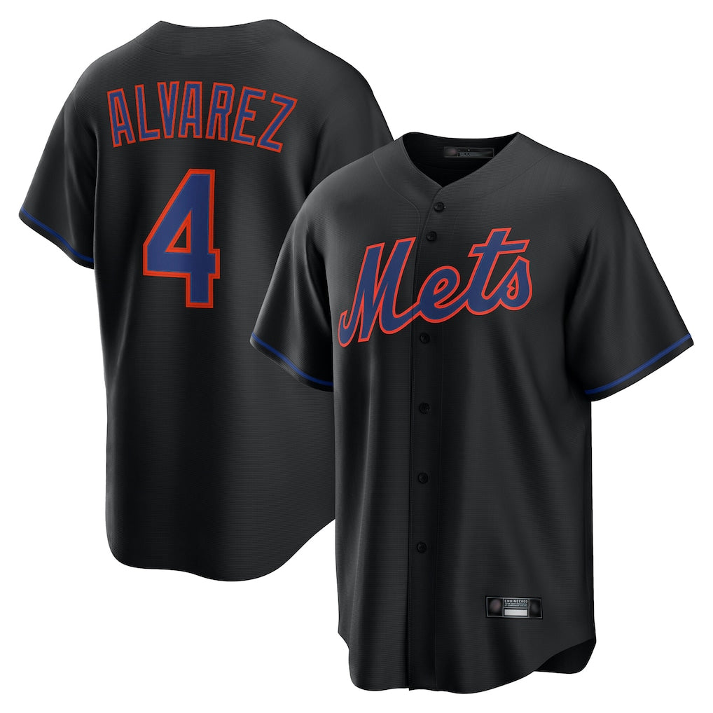 MATTH NY.Mets #4 Francisco Alvarez Player Black Alternate Home Game Stitched Jerseys