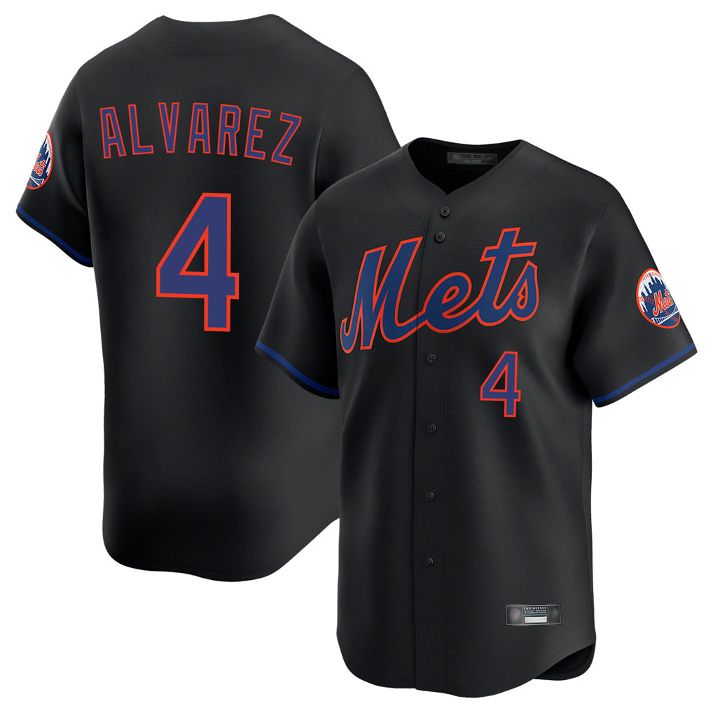MATTH NY.Mets #4 Francisco Alvarez Player Black Alternate Home Limited Stitched Jerseys