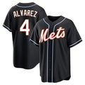 MATTH NY.Mets #4 Francisco Alvarez Player Black Fashion Out Game Stitched Jerseys