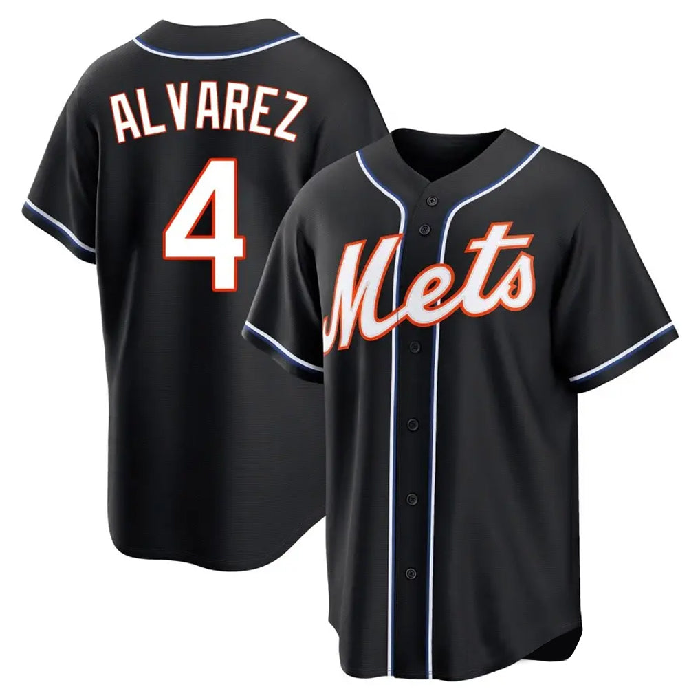 MATTH NY.Mets #4 Francisco Alvarez Player Black Fashion Out Game Stitched Jerseys