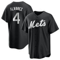 MATTH NY.Mets #4 Francisco Alvarez Player Black Home Game Stitched Jerseys