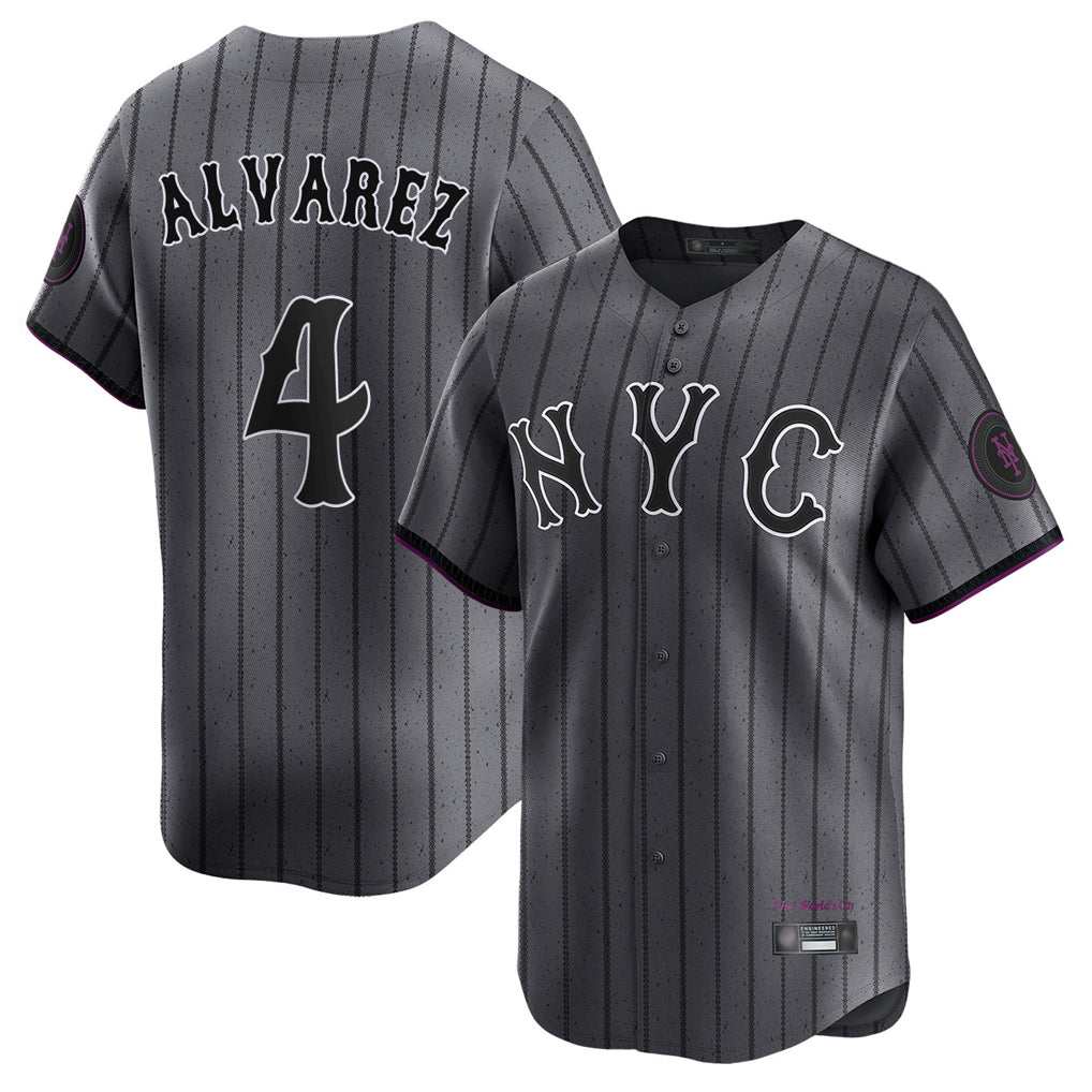 MATTH NY.Mets #4 Francisco Alvarez Player Gray City Connect Limited Stitched Jerseys