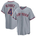 MATTH NY.Mets #4 Francisco Alvarez Player Gray Road Home Game Stitched Jerseys