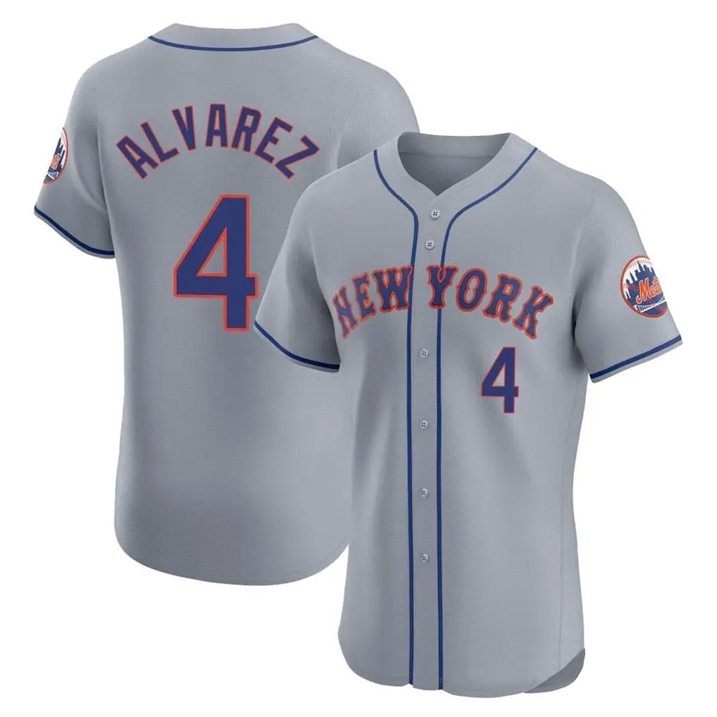 MATTH NY.Mets #4 Francisco Alvarez Player Gray Road Limited Elite Home Stitched Jerseys