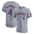 MATTH NY.Mets #4 Francisco Alvarez Player Gray Road Limited Elite Home Stitched Jerseys