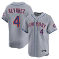MATTH NY.Mets #4 Francisco Alvarez Player Gray Road Limited Home Stitched Jerseys