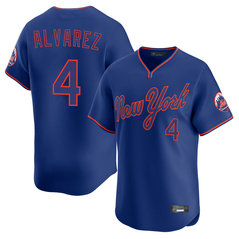 MATTH NY.Mets #4 Francisco Alvarez Player Royal T-shirt Home Limited Elite Stitched Jerseys
