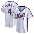 MATTH NY.Mets #4 Francisco Alvarez Player White Cooperstown Collection T-shirt Game Stitched Jerseys