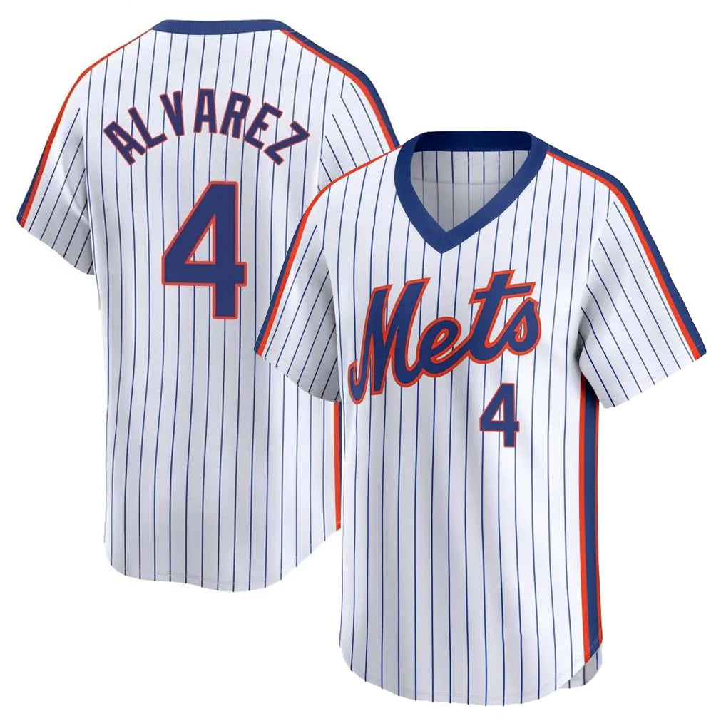 MATTH NY.Mets #4 Francisco Alvarez Player White Cooperstown Collection T-shirt Game Stitched Jerseys