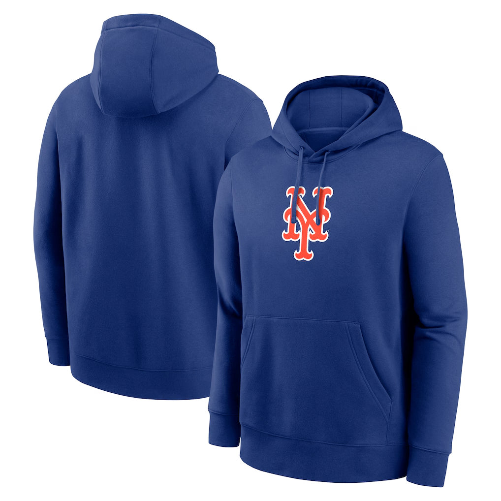 MATTH NY.Mets Blank Player Royal Logo Club Fleece Hoodie Home Stitched Jerseys