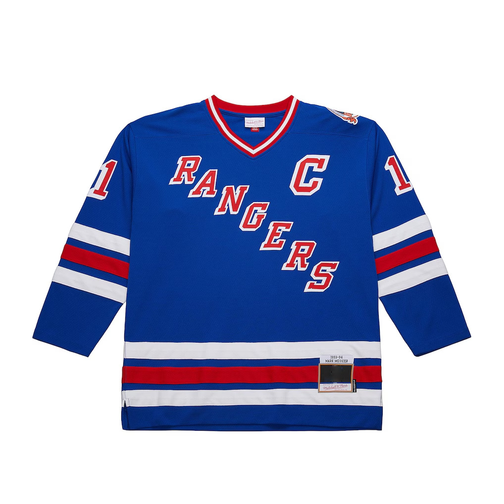 MATTH NY.Rangers Mark Messier Mitchell & Ness Blue Big & Tall 1993-94 Blue Line 2.0 Jerseys