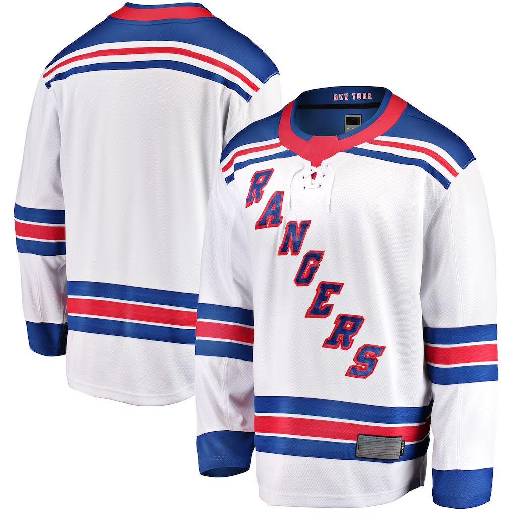 MATTH NY.Rangers White Breakaway Jerseys