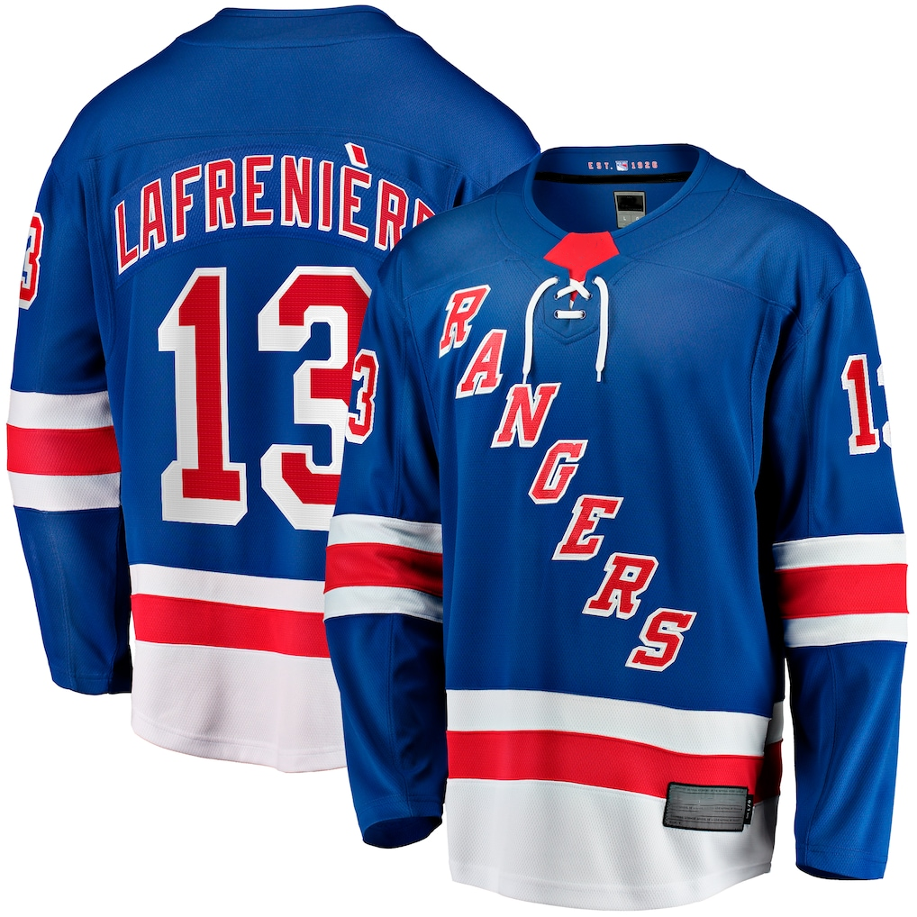 MATTH NY.Rangers #13 Alexis Lafreniere Blue Home Breakaway Jerseys
