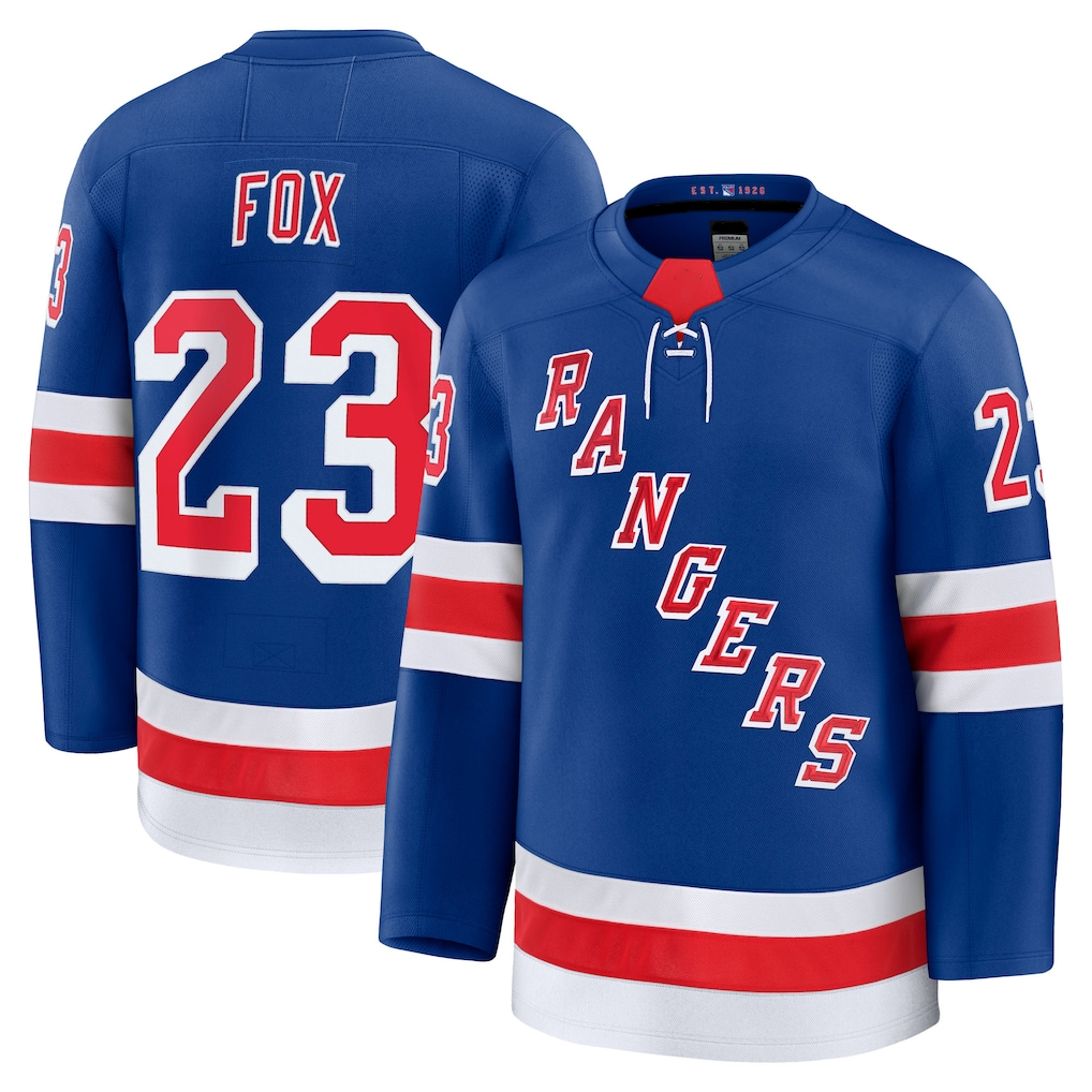 MATTH NY.Rangers #23 Adam Fox Blue Home Premium Jerseys