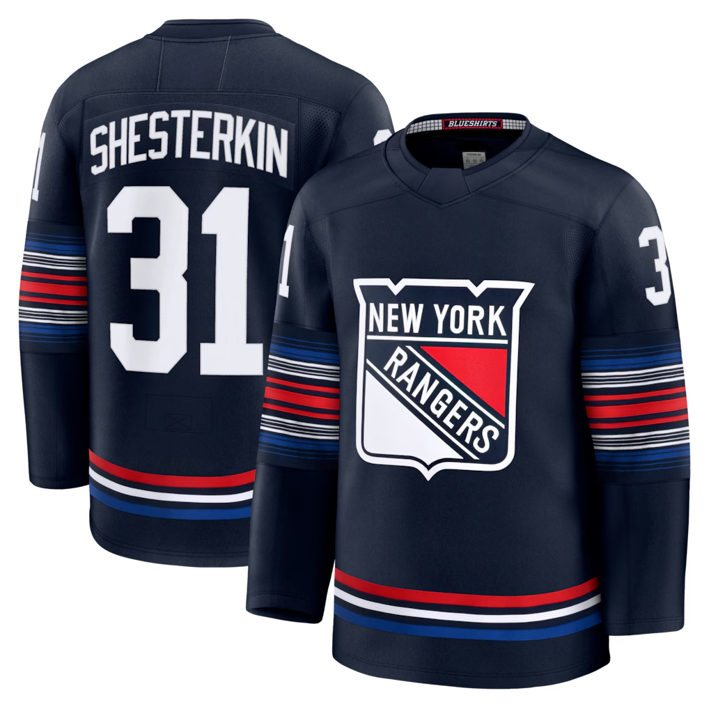 MATTH NY.Rangers #31 Igor Shesterkin Navy Alternate Premier Player Jerseys