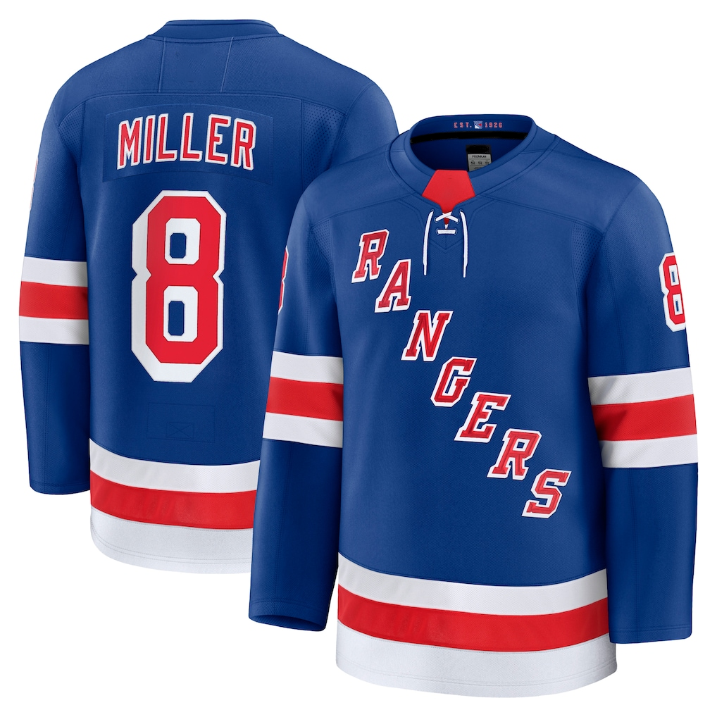 MATTH NY.Rangers #8 J.T. Miller Blue Home Premium Jerseys