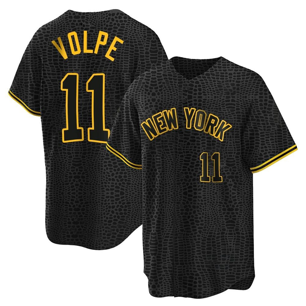 MATTH NY.Yankees #11 Anthony Volpe Player Black Snake Skin City Game Home Stitched Jerseys