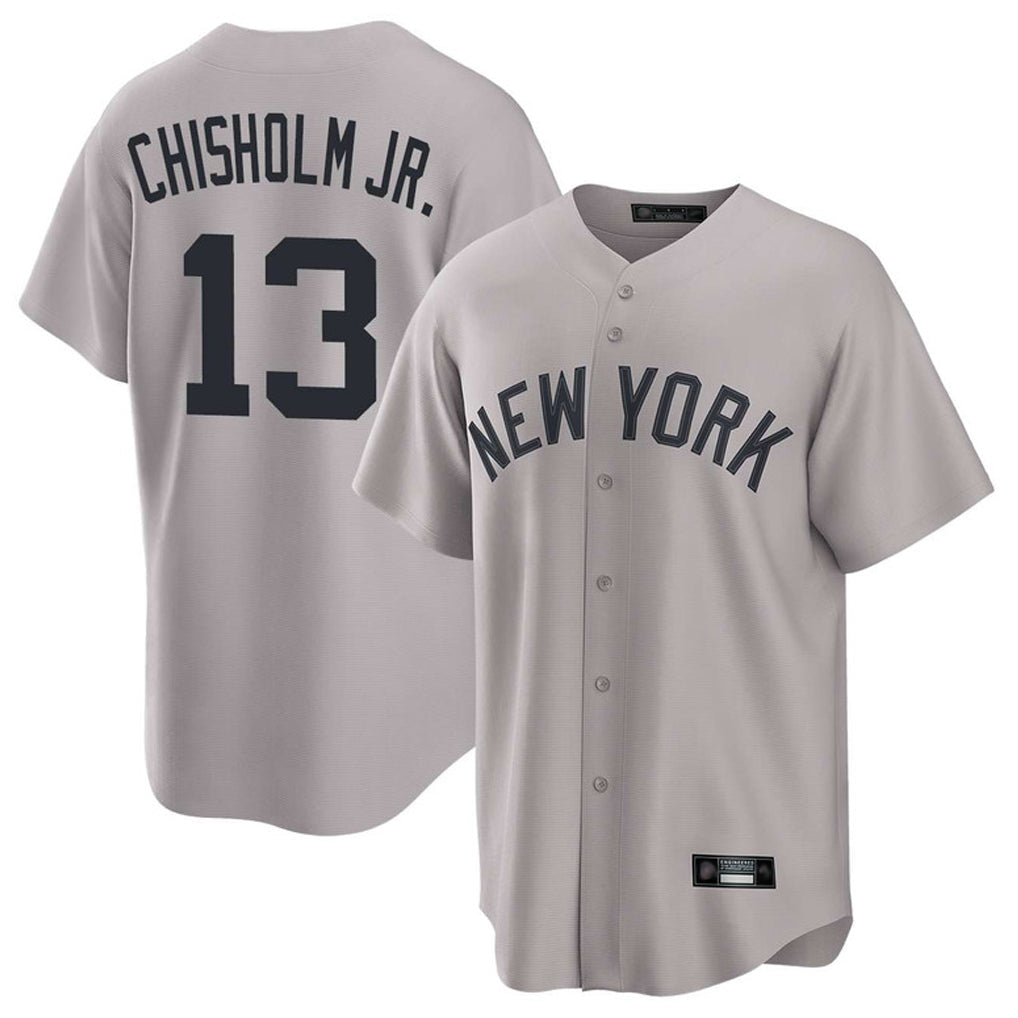 MATTH NY.Yankees #13 Jazz Chisholm Jr Player Gray Game Home Stitched Jerseys