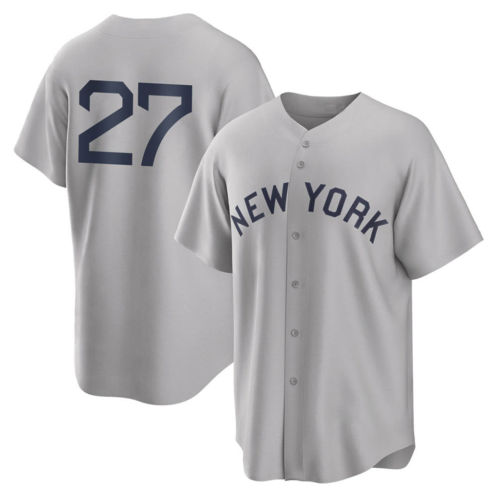 MATTH NY.Yankees #27 Giancarlo Stanton Player Gray Field of Dreams Game Stitched Jerseys
