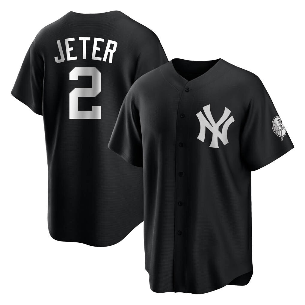 MATTH NY.Yankees #2 Derek Jeter Player Black Game Stitched Jerseys