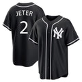 MATTH NY.Yankees #2 Derek Jeter Player Black Out Game Home Stitched Jerseys