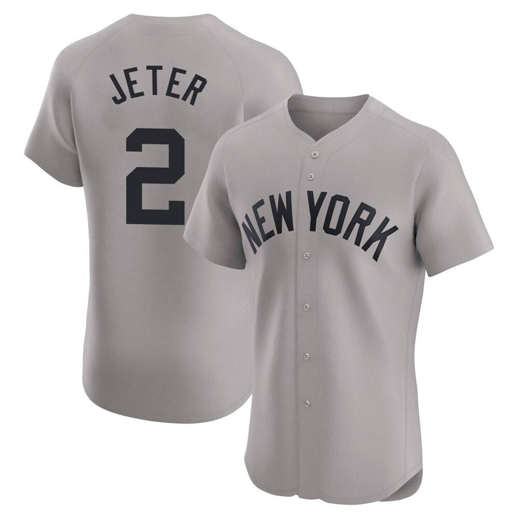 MATTH NY.Yankees #2 Derek Jeter Player Gray Limited Elite Home Stitched Jerseys