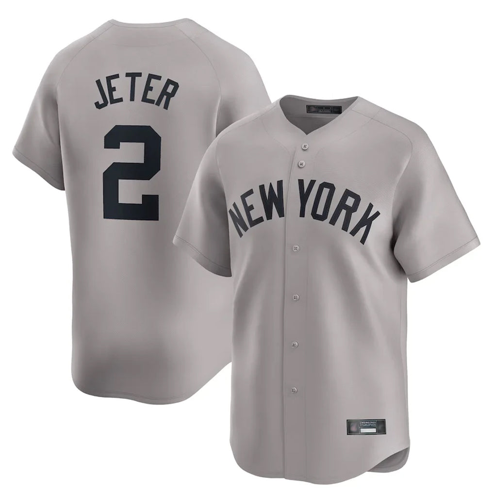 MATTH NY.Yankees #2 Derek Jeter Player Gray Limited Home Stitched Jerseys