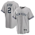 MATTH NY.Yankees #2 Derek Jeter Player Gray Road Game Stitched Jerseys