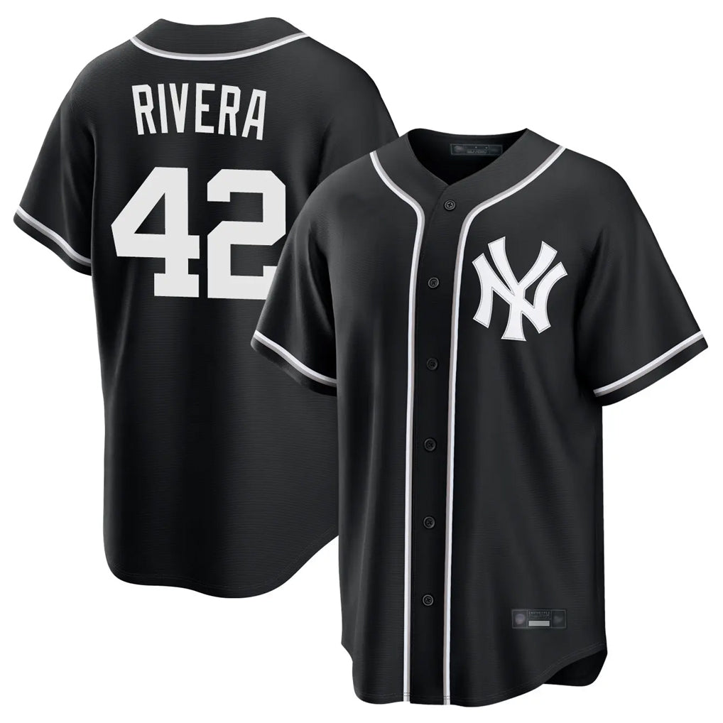 MATTH NY.Yankees #42 Mariano Rivera Player Black Out Game Home Stitched Jerseys