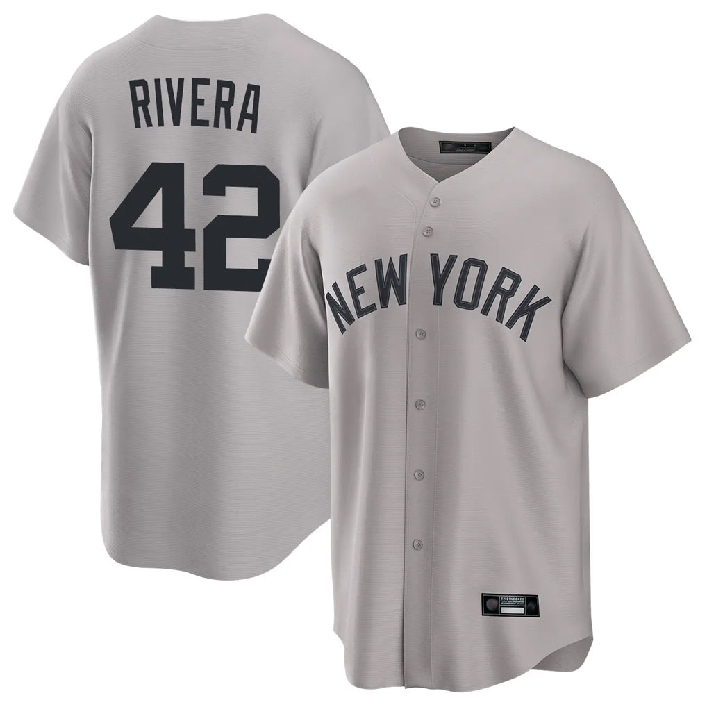 MATTH NY.Yankees #42 Mariano Rivera Player Gray Game Home Stitched Jerseys