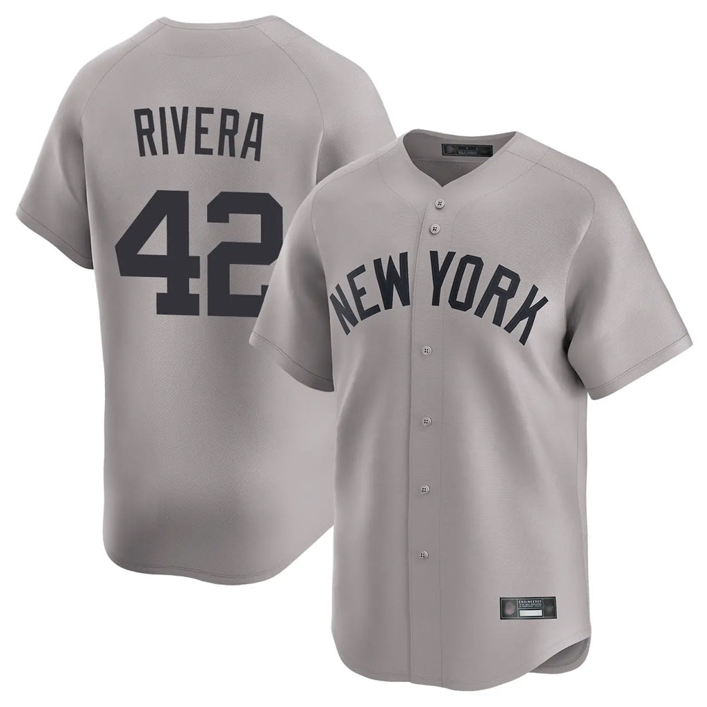 MATTH NY.Yankees #42 Mariano Rivera Player Gray Limited Home Stitched Jerseys