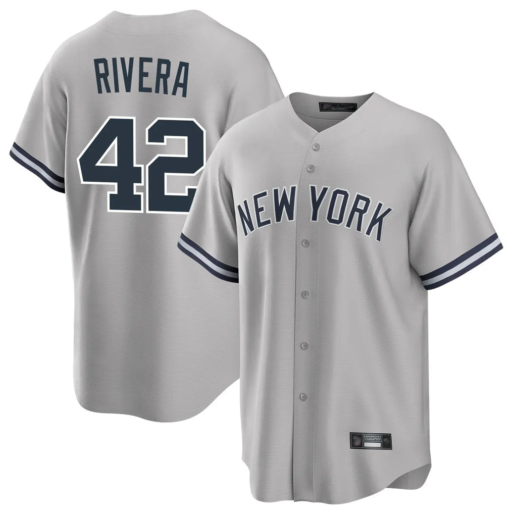 MATTH NY.Yankees #42 Mariano Rivera Player Gray Road Game Stitched Jerseys