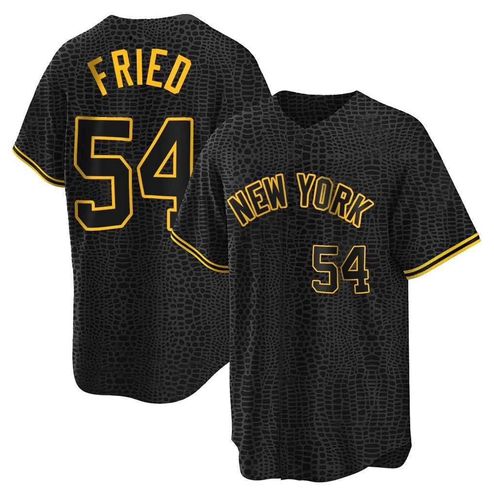 MATTH NY.Yankees #54 Max Fried Player Black Snake Skin City Game Home Stitched Jerseys