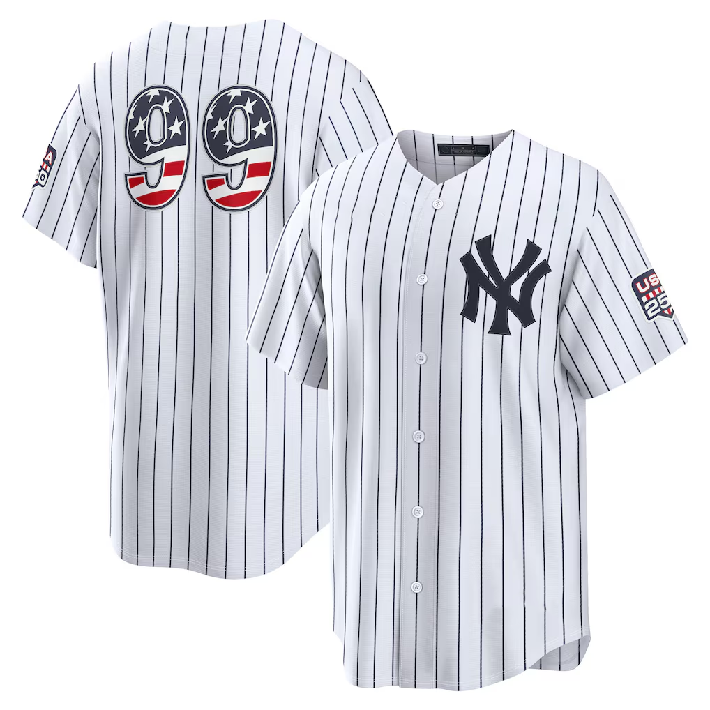 MATTH NY.Yankees #99 Aaron Judge White USA 250 Fourth of July Home Stadium Jersey