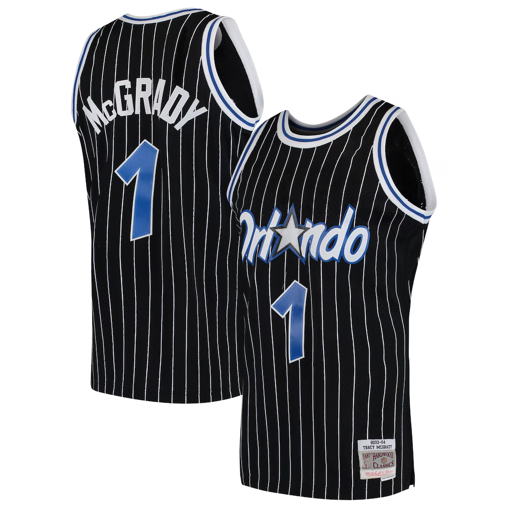 MATTH O.Magic #1 Tracy McGrady Mitchell & Ness Black Hardwood Classics Swingman Jerseys