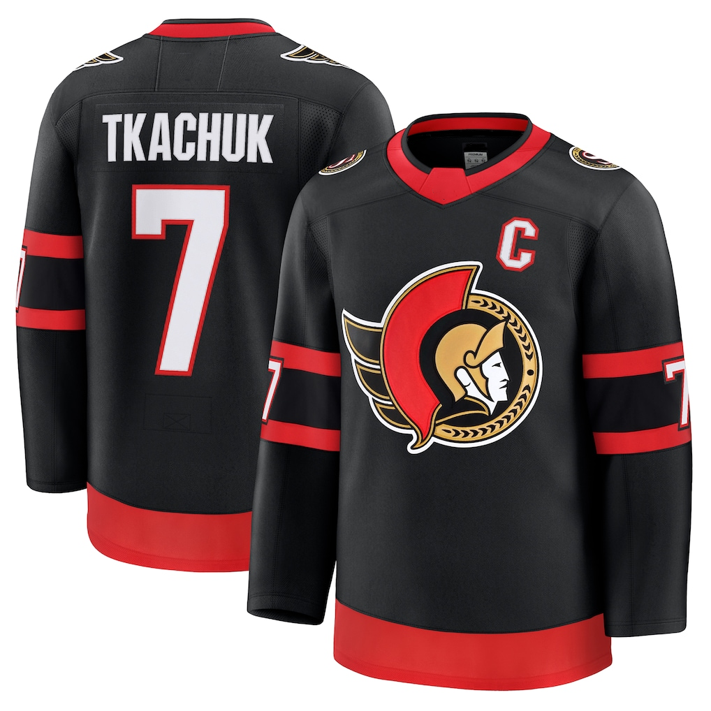 MATTH O.Senators #7 Brady Tkachuk Black Home Premium Jerseys