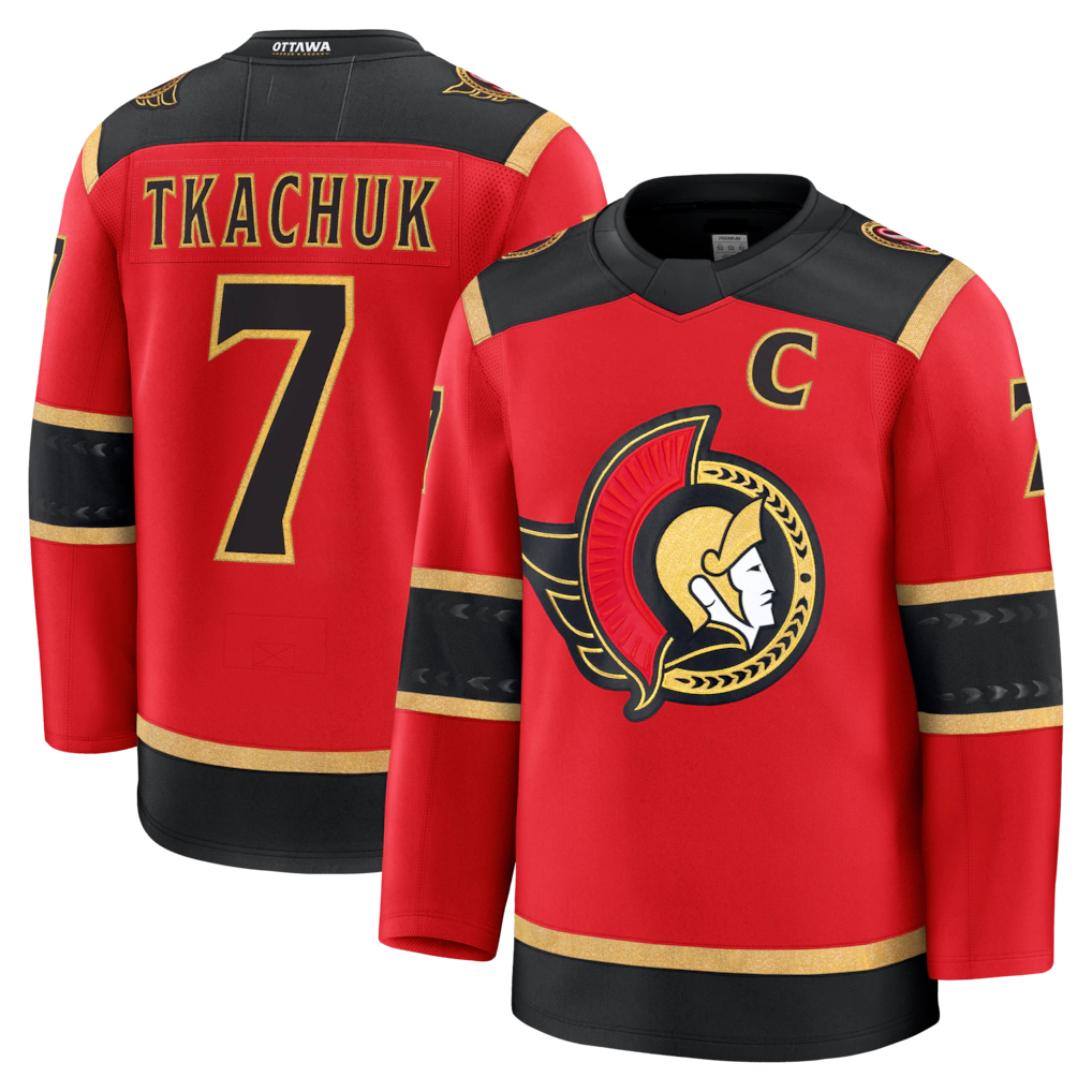 MATTH O.Senators #7 Brady Tkachuk Red Alternate Premium Jerseys