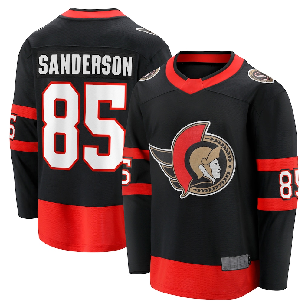 MATTH O.Senators #85 Jake Sanderson Black Home Breakaway Jerseys