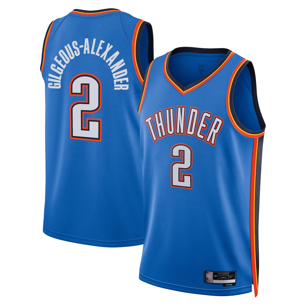 MATTH OC.Thunder #2 Shai Gilgeous-Alexander Blue Badge Swingman Replica Stitched Jerseys- Icon Edition