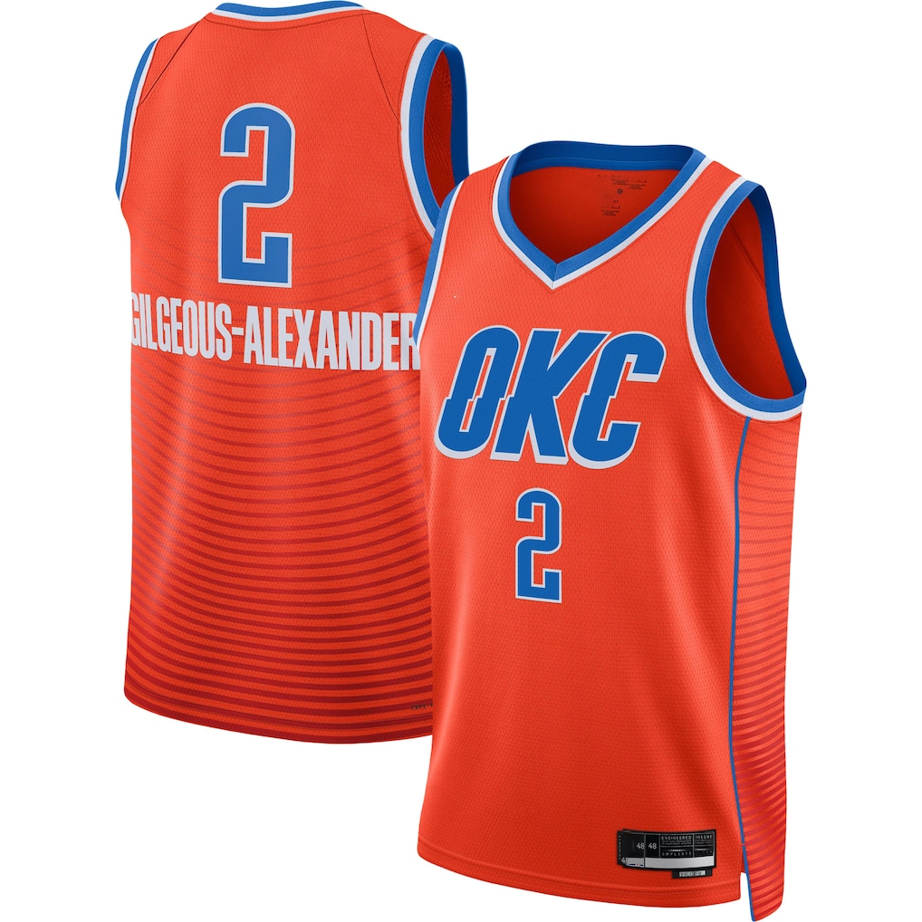 MATTH OC.Thunder #2 Shai Gilgeous-Alexander Orange Swingman Stitched Jerseys - Statement Edition
