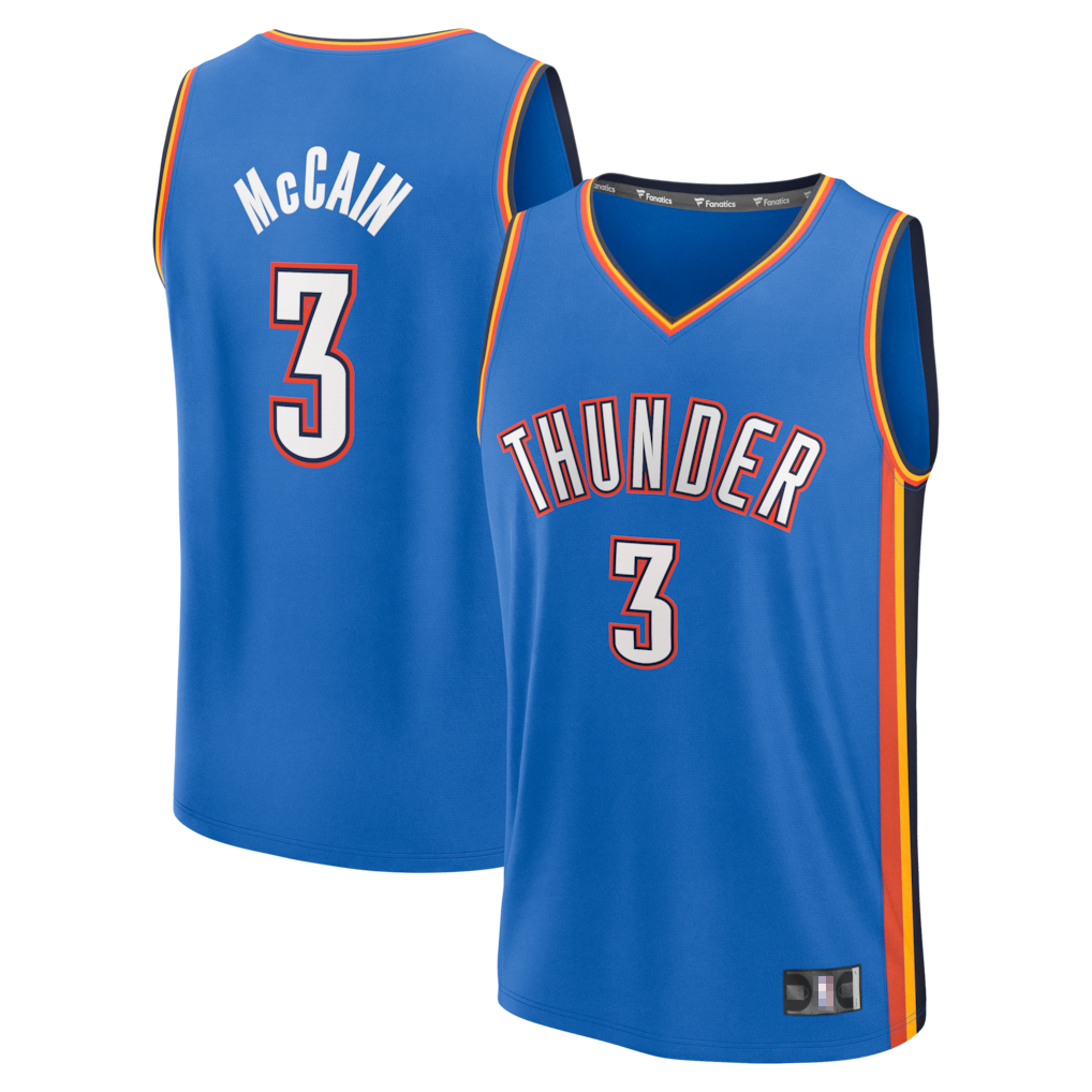 MATTH OC.Thunder #3 Jared McCain Blue Fast Break Replica Stitched Jerseys - Icon Edition