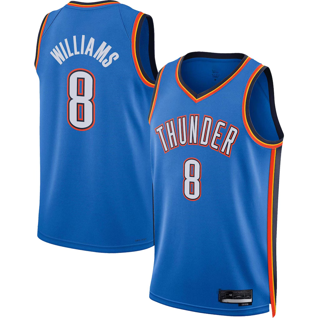 MATTH OC.Thunder #8 Jalen Williams Blue Swingman Stitched Jerseys - Icon Edition