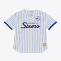 MATTH P.76ers Mitchell & Ness White Head Coach Pinstripe Mesh Full-Button Baseball Jerseys